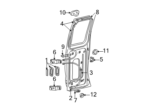 1999 Ford E-150 Econoline Side Loading Door Glass & Hardware Diagram 2 - Thumbnail