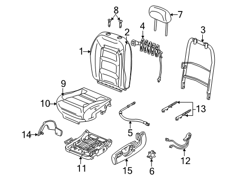 2003 Ford Explorer Sport Seat Back Pad, Front Diagram for 3L2Z-7864810-AA
