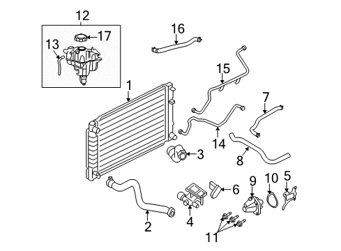 2008 Mercury Mariner Radiator & Components Diagram 1 - Thumbnail