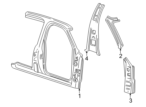 2000 Ford Expedition Center Pillar, Hinge Pillar, Uniside Diagram