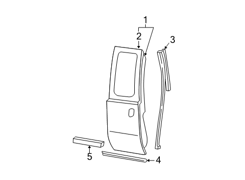 2006 Ford F-250 Super Duty Rear Door & Components, Exterior Trim Diagram