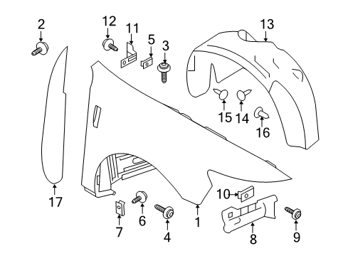 2010 Lincoln MKS Fender & Components Diagram