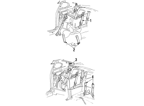 1994 Ford Mustang Lap & Shoulder Belt, Passenger Side Diagram for F6ZZ-76611B08-AAB