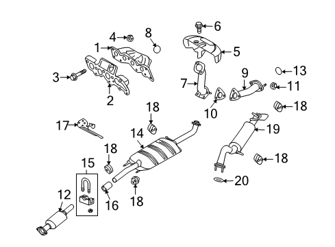 2010 Mercury Mariner Catalytic Converter Gasket, Front Diagram for 3S4Z-9450-EA