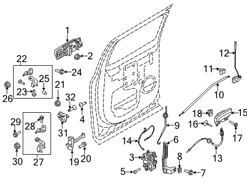 2018 Ford F-350 Super Duty Rear Door - Lock & Hardware Diagram