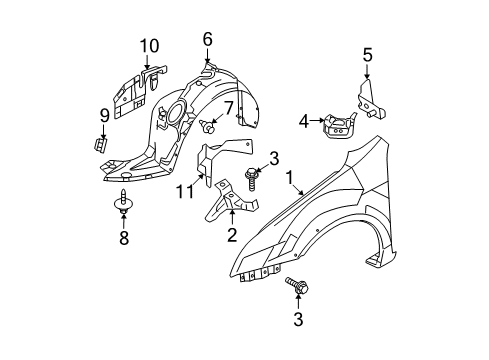 2007 Ford Fusion Fender & Components Diagram