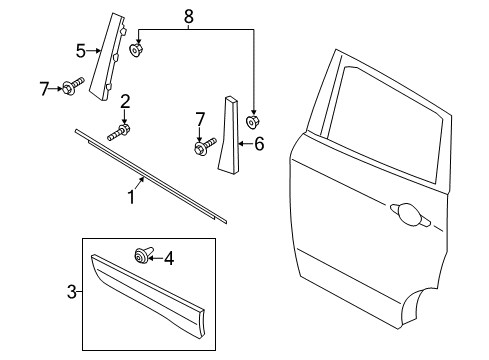 2013 Ford Escape Exterior Trim - Rear Door Diagram