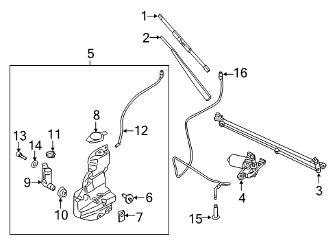 2020 Ford F-150 Wiper & Washer Components, Body Diagram 1 - Thumbnail