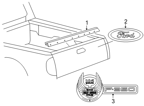 2008 Ford F-350 Super Duty Nameplate, Rear Diagram for 8C3Z-9942528-B