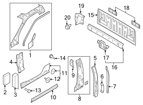 2023 Ford F-350 Super Duty Back Panel, Hinge Pillar Diagram 2 - Thumbnail