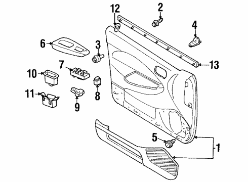 1999 Ford Escort Door Trim Panel, Passenger Side Diagram for F8CZ-5423942-GAD