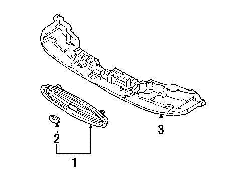 2000 Ford Contour Emblem, Front Passenger Side Diagram for F8RZ-8A223-AA