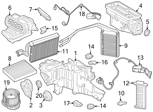 2023 Ford F-250 Super Duty A/C Evaporator & Heater Components Diagram