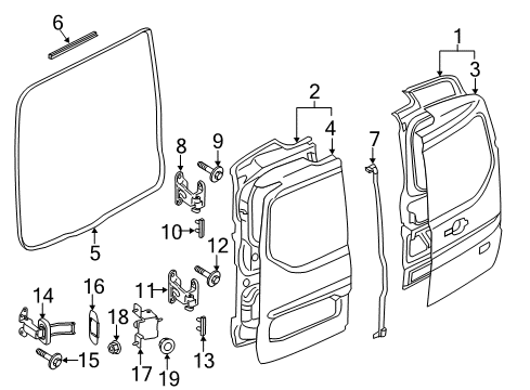2014 Ford Transit Connect Back Door - Door & Components Diagram