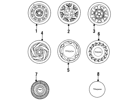 1990 Ford Thunderbird Wheels, Covers & Trim Diagram