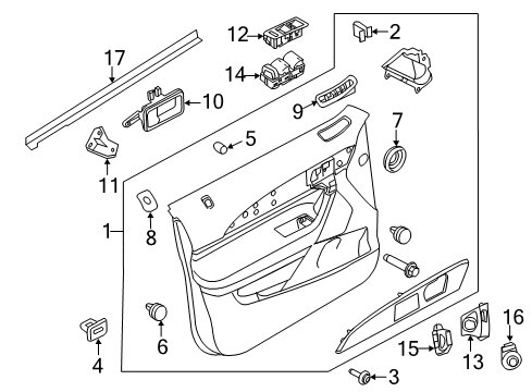 2012 Lincoln MKX Interior Trim - Front Door Diagram