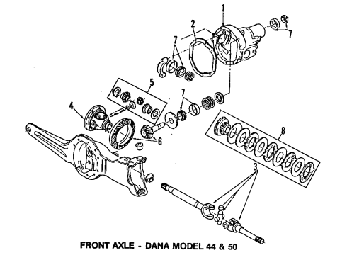 1998 Ford F-250 Front Axle, Axle Shafts & Joints, Differential, Propeller Shaft Diagram
