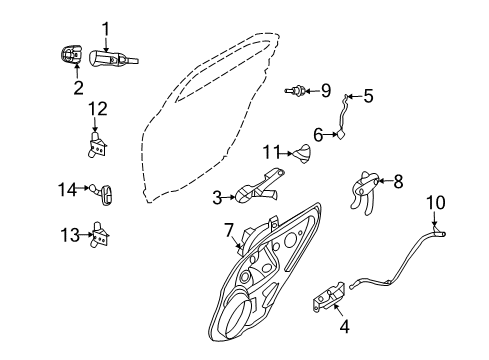 2008 Mercury Milan Rear Door - Lock & Hardware Diagram