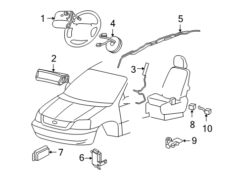 2005 Mercury Monterey Air Bag Components Diagram
