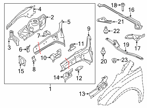 2014 Ford Transit Connect Structural Components & Rails Diagram