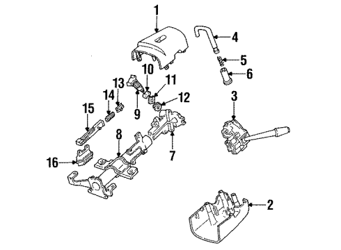 1990 Ford Thunderbird Steering Column & Shroud, Switches & Levers Diagram 2 - Thumbnail