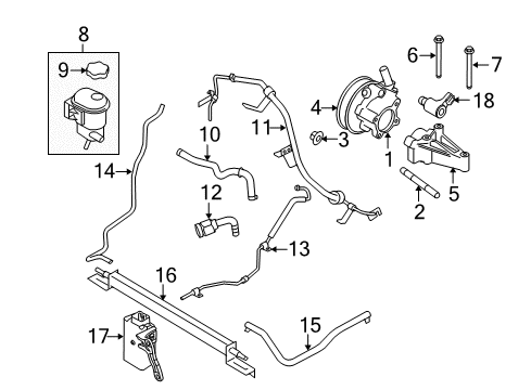 2009 Mercury Sable Power Steering Return Hose Diagram for 9G1Z-3A713-A