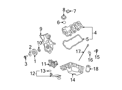 2010 Ford Edge Engine Parts & Mounts, Timing, Lubrication System Diagram 1 - Thumbnail