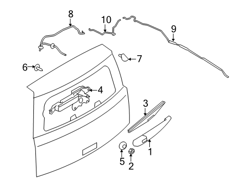 2010 Ford Flex Lift Gate - Wiper & Washer Components Diagram