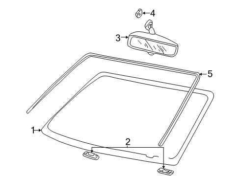 2006 Ford F-250 Super Duty Windshield Glass, Reveal Moldings Diagram