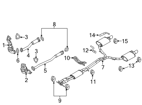 2014 Lincoln MKS Exhaust Components Diagram