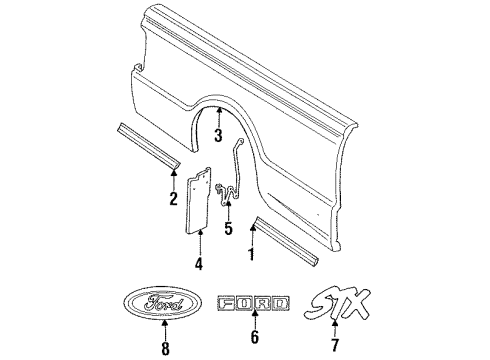 1994 Ford Ranger Exterior Trim - Pick Up Box Diagram 3 - Thumbnail