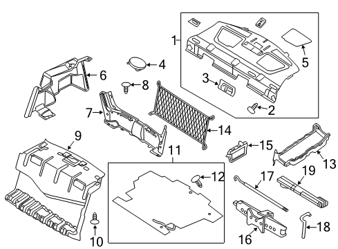 2012 Ford Fusion Package Tray, Charcoal Black, Rear Diagram for BE5Z-5446668-DA