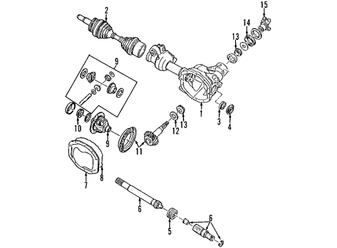 2007 Mercury Mountaineer Front Axle, Axle Shafts & Joints, Differential, Drive Axles, Propeller Shaft Diagram