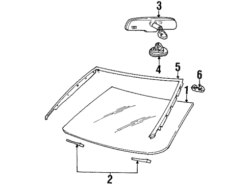 1995 Lincoln Mark VIII Windshield Glass, Reveal Moldings Diagram