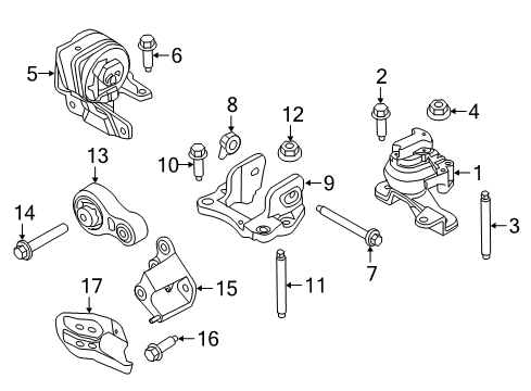 2014 Ford Police Interceptor Sedan Engine & Trans Mounting Diagram 1 - Thumbnail
