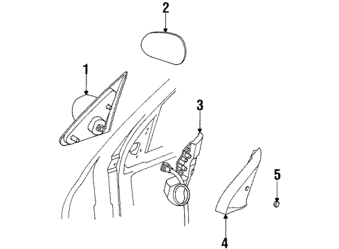 1995 Mercury Mystique Mirror Glass, Rear Outer Passenger Side Diagram for F6RZ-17682-AA