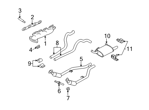 2011 Ford Mustang Exhaust Components, Exhaust Manifold Diagram 1 - Thumbnail