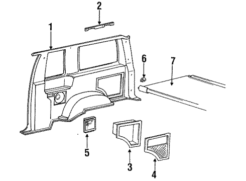 1994 Ford Explorer Interior Trim - Quarter Panels Diagram