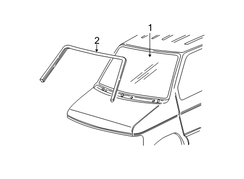 1992 Ford E-150 Econoline Windshield Glass, Reveal Moldings Diagram