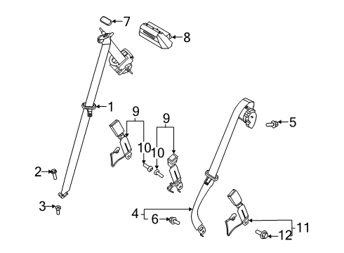 2022 Ford Police Interceptor Utility Second Row Seat Belts Diagram