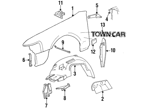1997 Lincoln Town Car Nameplate, Gold Diagram for F7VZ16098DA