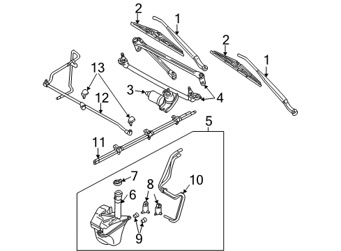 2003 Ford Escape Wiper Blade Diagram for YL8Z-17528-AB