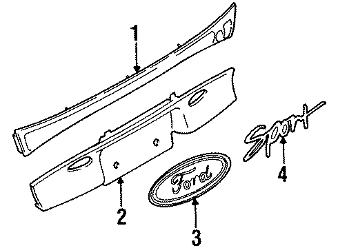 1998 Ford Escort Decal, Blue Diagram for F8CZ-16098-AAD
