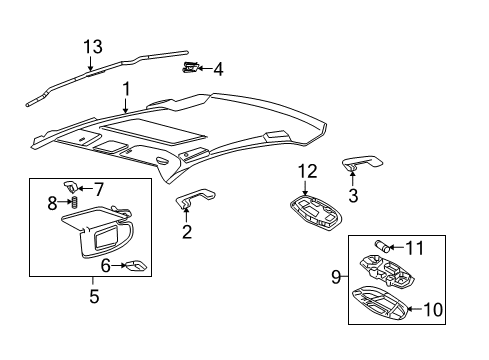 2007 Ford Fusion Interior Trim - Roof Diagram