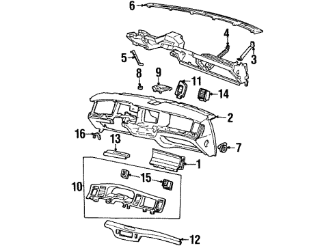 1997 Lincoln Town Car Instrument Panel, Body Diagram 2 - Thumbnail