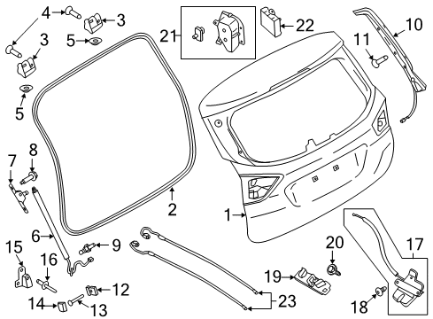 2017 Ford C-Max Gate & Hardware Diagram
