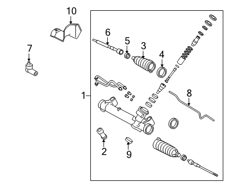 2008 Ford Focus Outer Tie Rod, Driver Side Diagram for 8S4Z-3A130-A