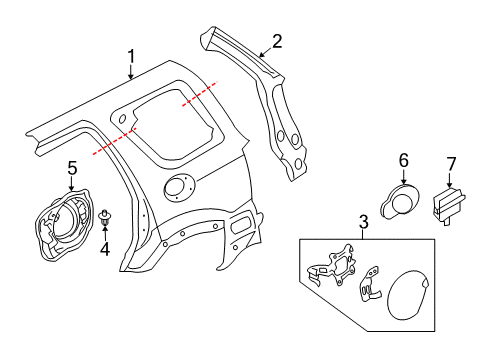 2008 Mercury Mariner Quarter Panel & Components Diagram 2 - Thumbnail