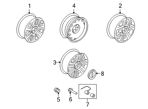 2009 Lincoln Navigator Wheels, Covers & Trim Diagram
