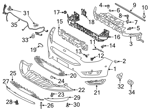 2016 Ford Focus Splash Shield Retainer Nut, Upper Diagram for F5RZ-17K657-A